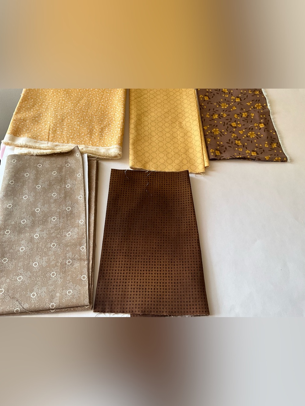 Quilting Sewing Crafts Fabric Lot Moda Pattern#31588 Yellow Brown Tan Cotton
